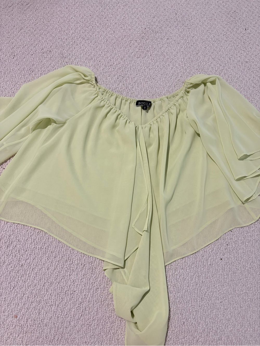 Boulee Ronnie Mint 100% Silk Draped Batwing Top Size 0
